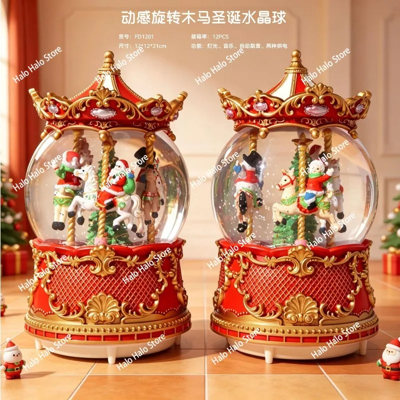 Dynamic carousel crystal ball music box, Christmas birthday gift, tabletop decoration ornament
