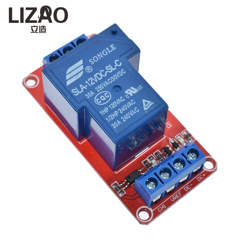 LIZAO 5V 12V 30A 1 Channel Relay Module Optocoupler Isolated High Low Level Trigger Relay Control Board