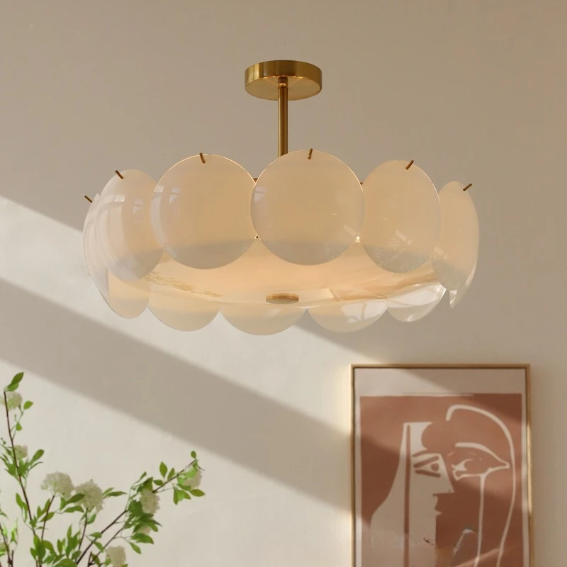 

Nordic Creative Glass Round Master Bedroom Ceiling Light Luxury Post-modern Simple Italian Room Children's Study Light