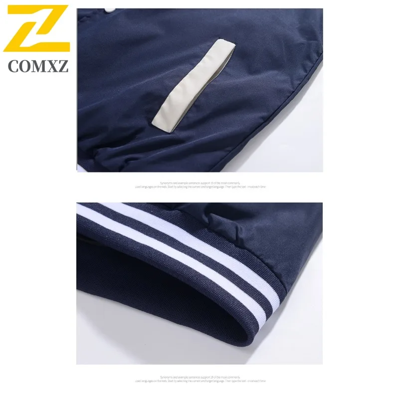 COMXZ 2025 Mens Trendy Baseball Jacket American Style Outdoor Hiking Coat Streetwear Style Breathable Comfortable Windbreaker