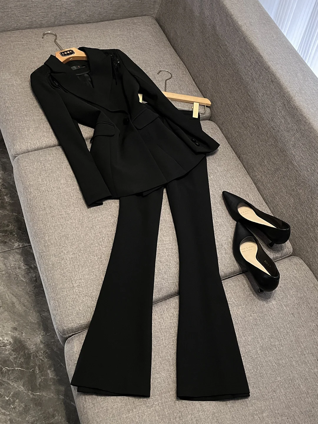 

Осень-зима, новый длинный костюм-витер, женские брюки Profional Faion, легкий легкий костюм высокого класса для поездок на работу X40