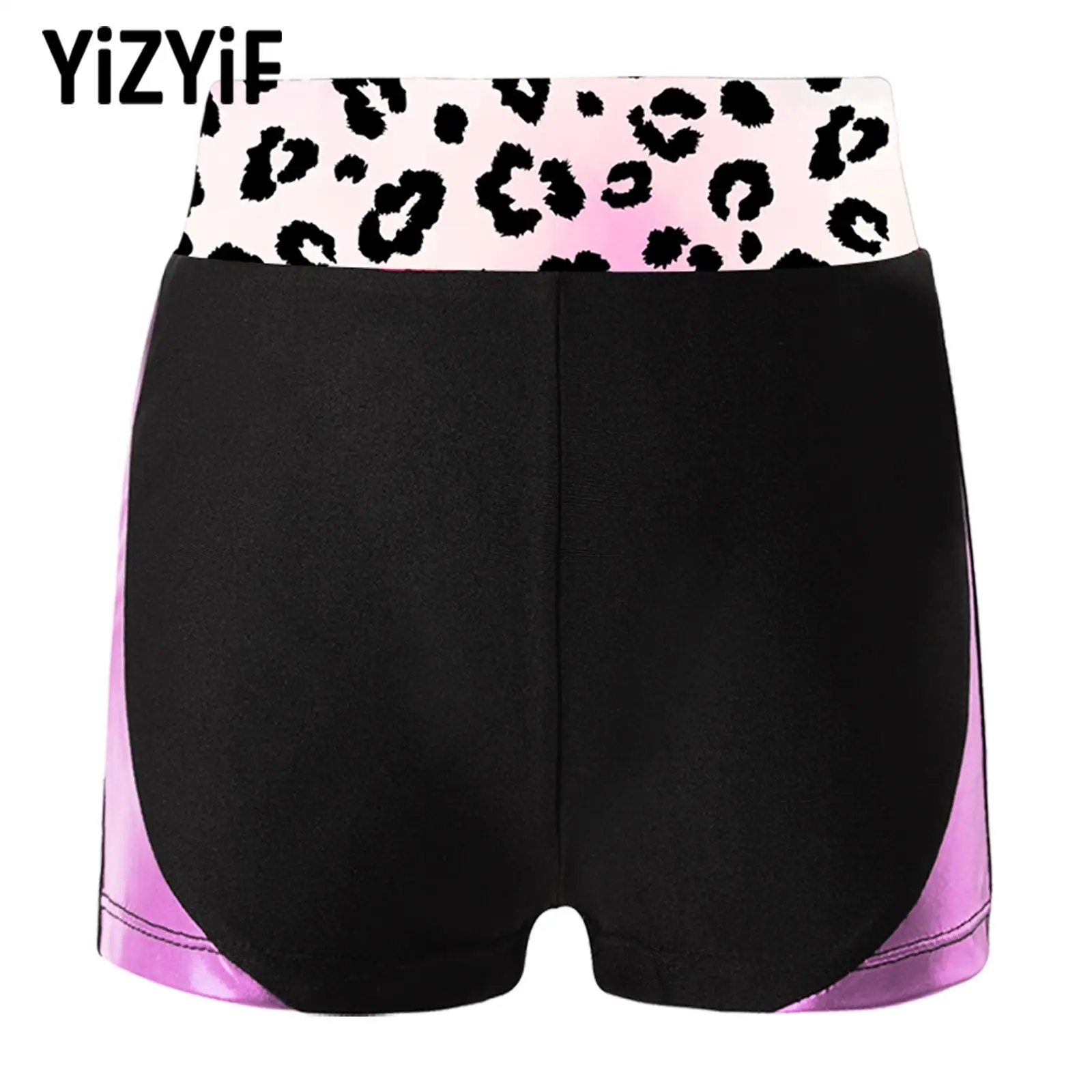 

Kids Girls Skinny Running Shorts Yoga Bottoms Mid Waist Shorts Color Block Lovely Printed Elastic Waist Gymnastics Dance Shorts