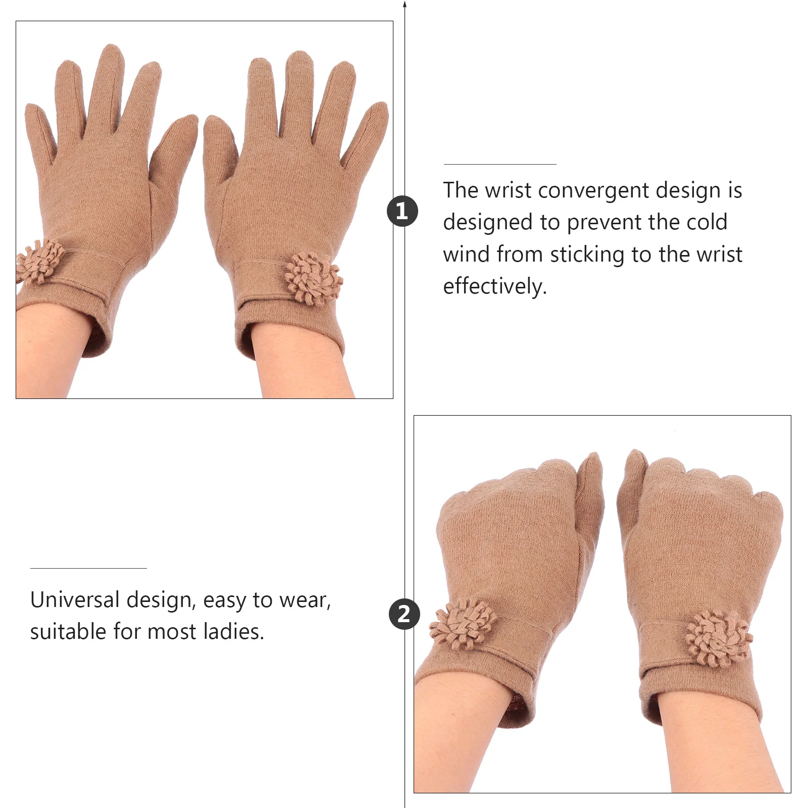 

1Pair Women Winter Warm Gloves Anti-Cold Windproof Design Touch Screen Compatible Gloves for Skiing Riding Mountaineering