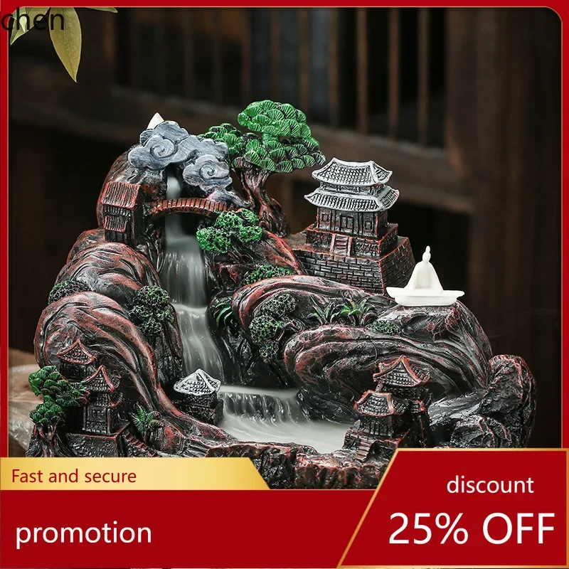 جبال الألب تدفق المياه ارتجاعي البخور الموقد السيراميك الدخان عرض ديكور المنزل الإبداعية حامل البخور الراتنج الحرفية