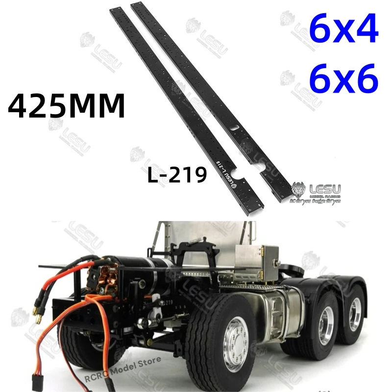 

1/14 RC Truck 425MM Long 6X4 6X6 Chassis Frame Rails LESU L-219 For 1/14 RC Tractor Truck Accessories Upgrade Parts