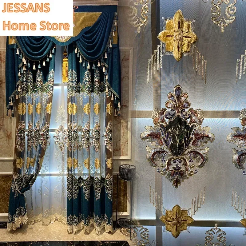 

New Luxury European Pink Curtains Luxury Curtains for Living Dining Room Bedroom Blackout Simple European Villa Curtains