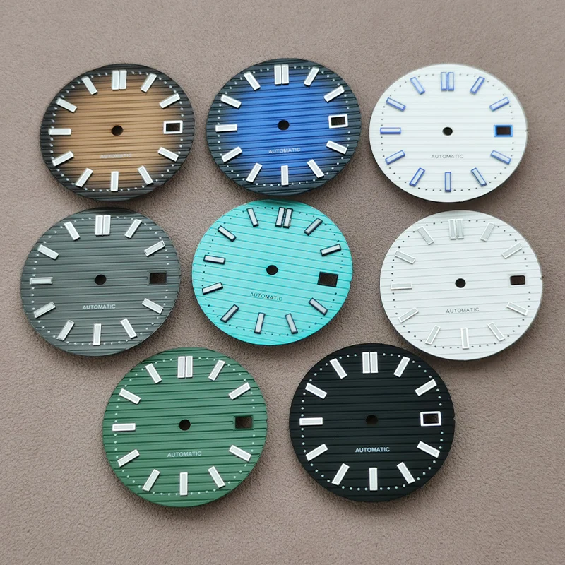 Dia 29.8mm Watch Dial Green Luminous Dial Fits Seiko NH35 NH36 NH38 4R35 4R36 6R 7S26 Movement Nautilus Watch Case Faces Replace