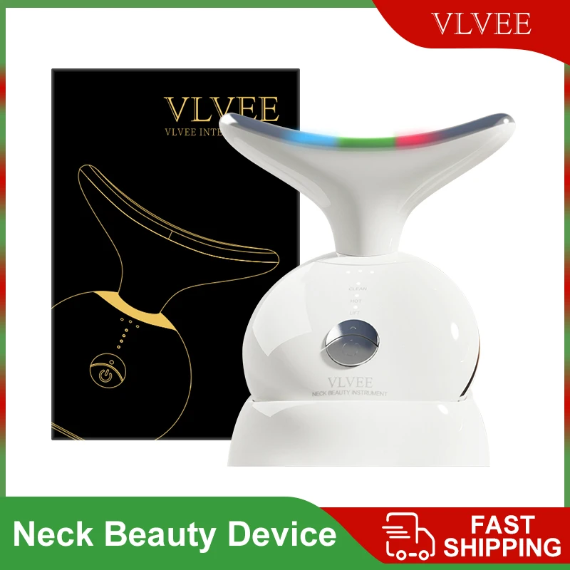 Vlvee instrumento elétrico de beleza para pescoço, dispositivo de beleza facial ems, compressa quente, massageador de lifting facial, ferramenta de cuidados com a pele, presente de festival