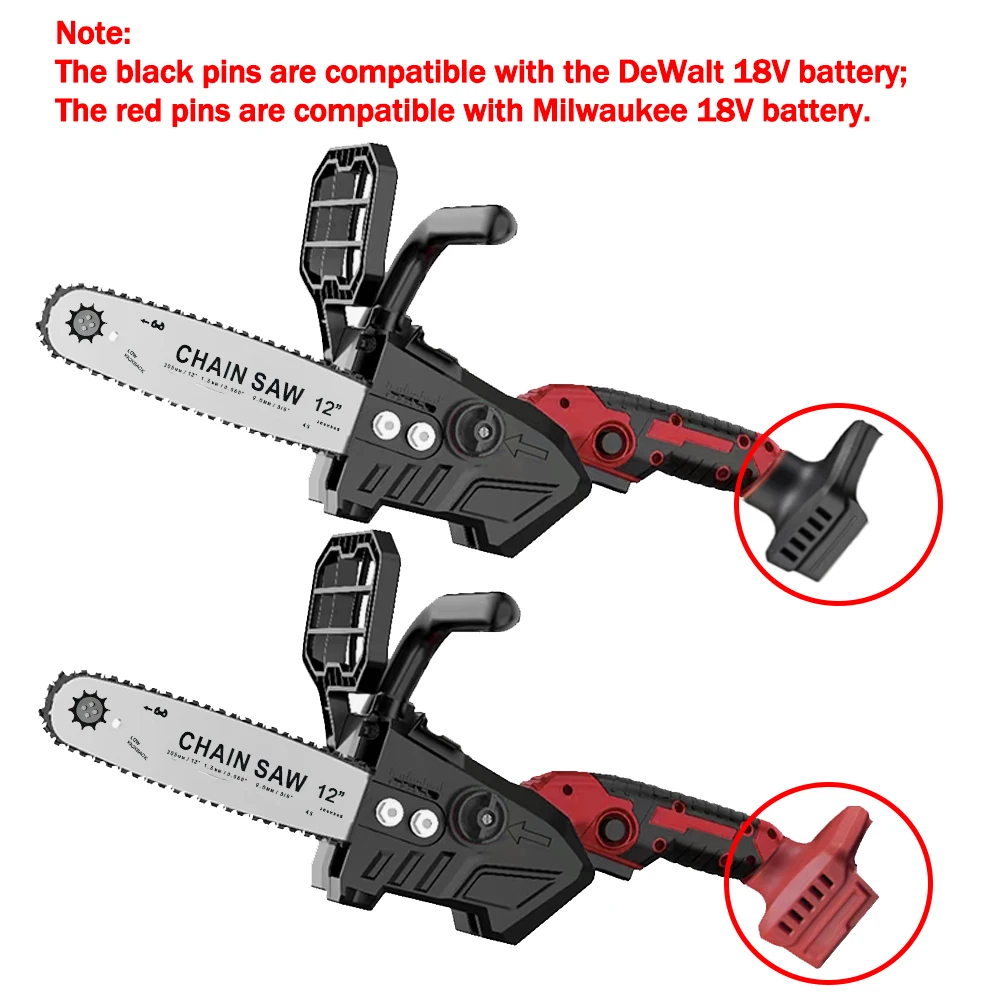 12IN Brushless Electric Chainsaw 2000W High Power Garden Cordless Wood Cutting Logging Saw Fit Dewalt/Milwaukee 18V Battery