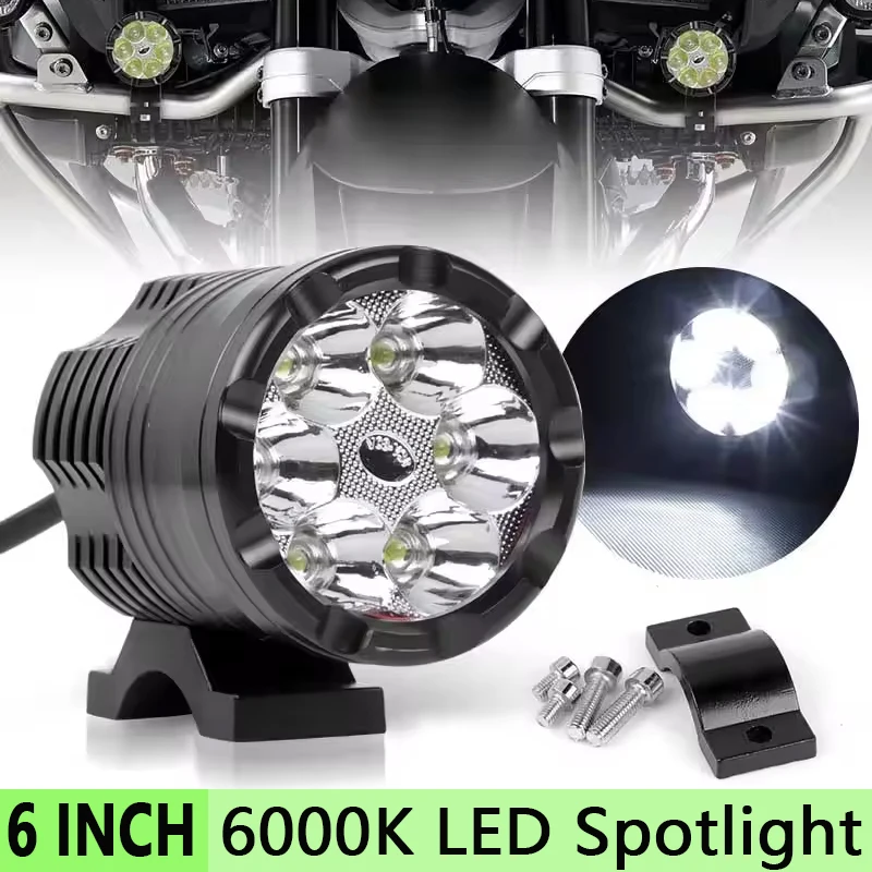 

6'' Additional LED Headlights 6000K for Motorcycle Universal Moto Spotlight LED Motorcycle Headlight Auxiliary 12V 24V Car Lamp