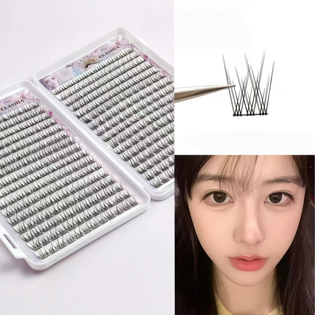 Neu eingetroffen: Meerjungfrauen-Stil Baby Straight Black Falsche Wimpern, Natürlich Realistisch Täglich Ohne Make-up Feenartige Segmentierte Dichte Wimpernbüschel
