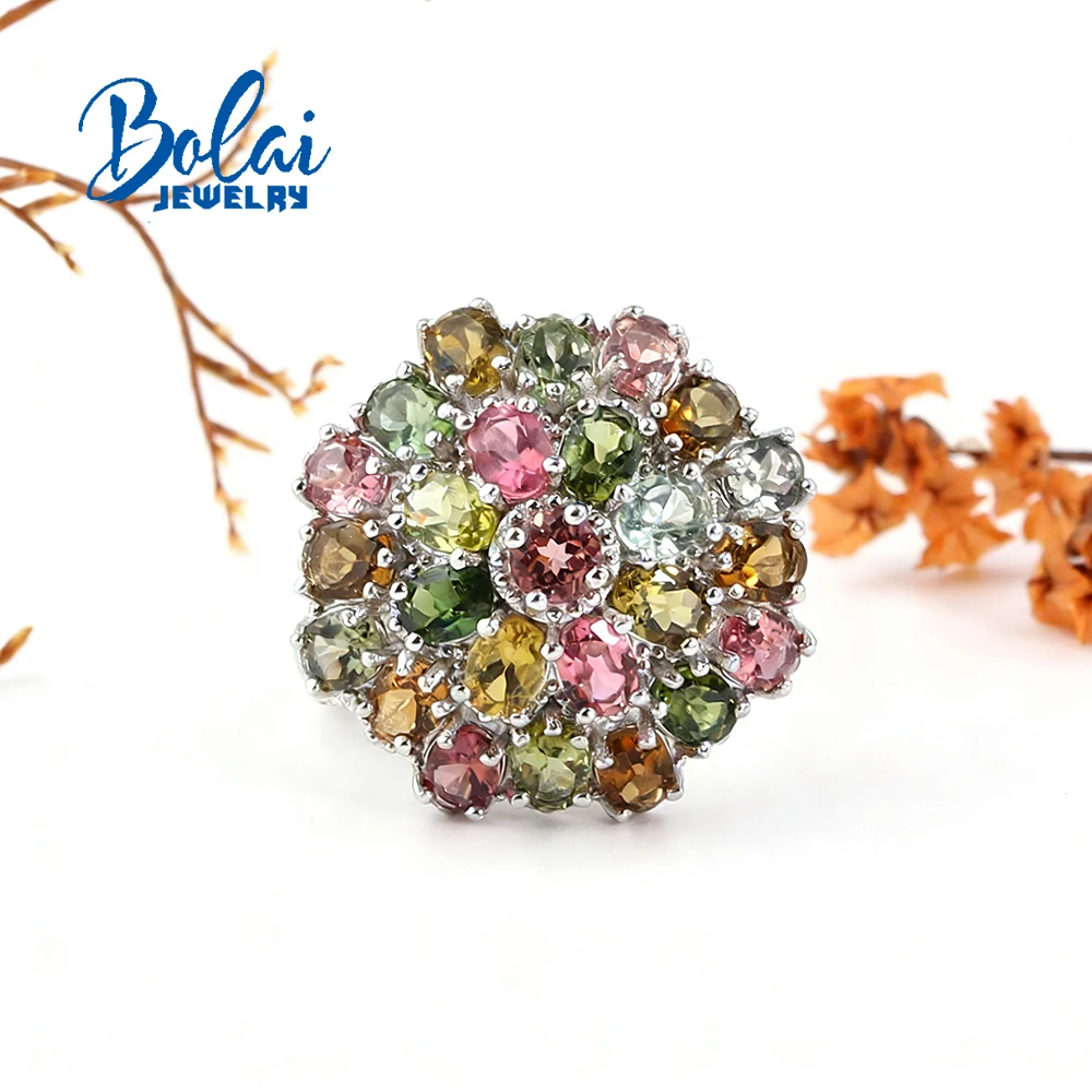 Light Luxury 925 Sterling Silver Women's Ring Natural Tourmaline October Birthstone Fine Jewelry for Anniversary Festival Gift - view 2