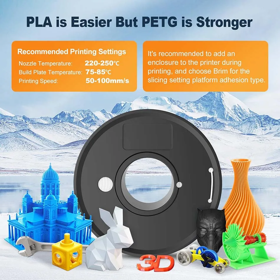 Filament do drukarki 3D JAYO PETG 1.75mm, filament do drukarek 3D FDM, PETG, starannie nawinięty materiał do druku 3D, 1.1kg/10 rolek — zdjęcie produktu 2