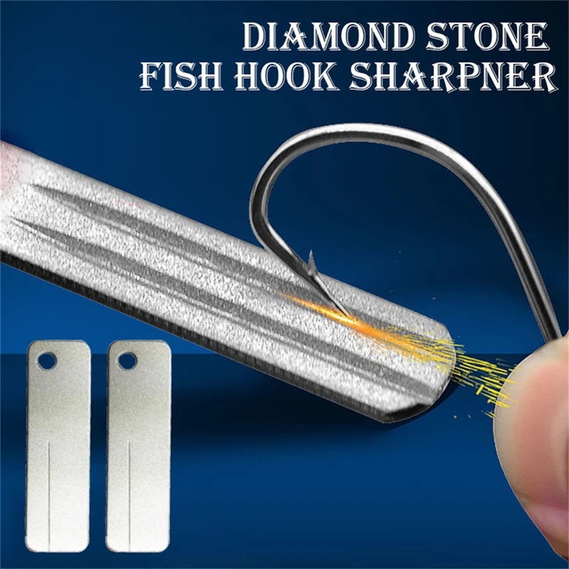 Fishing Hook Sharpener Portable Diamond Stone Fish Hook Sharpen Tools Knife Whetstone Keychain For Outdoor Fishing Accessories