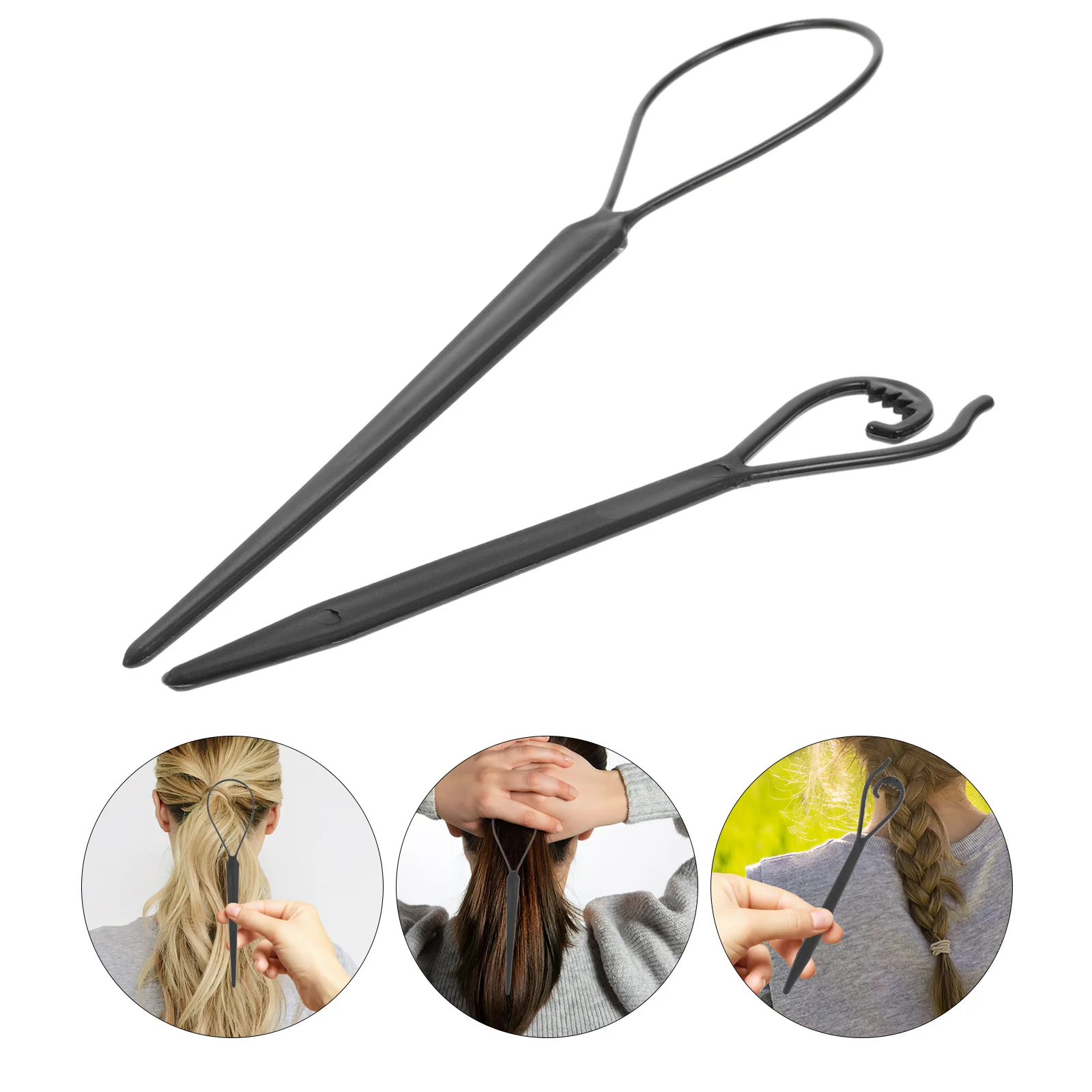 2-teiliges Haar-Styling-Werkzeug-Set, einfach zu verwendendes Flechtwerkzeug für Frauen, Acryl-Material, langlebiges Haar-Loop-Styling-Werkzeug