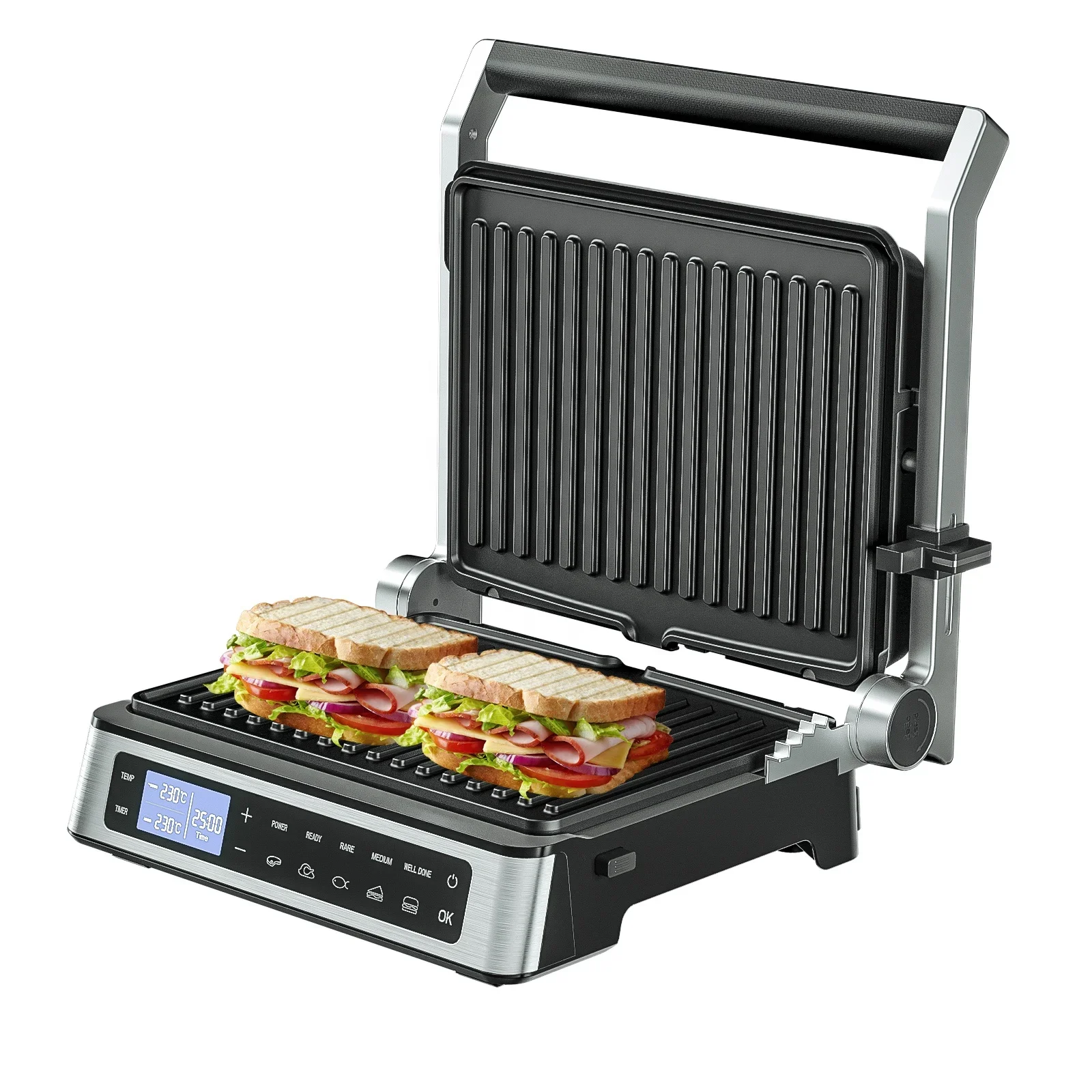 Combination Contact Grill and Open Barbecue  Grill, Stainless Steel