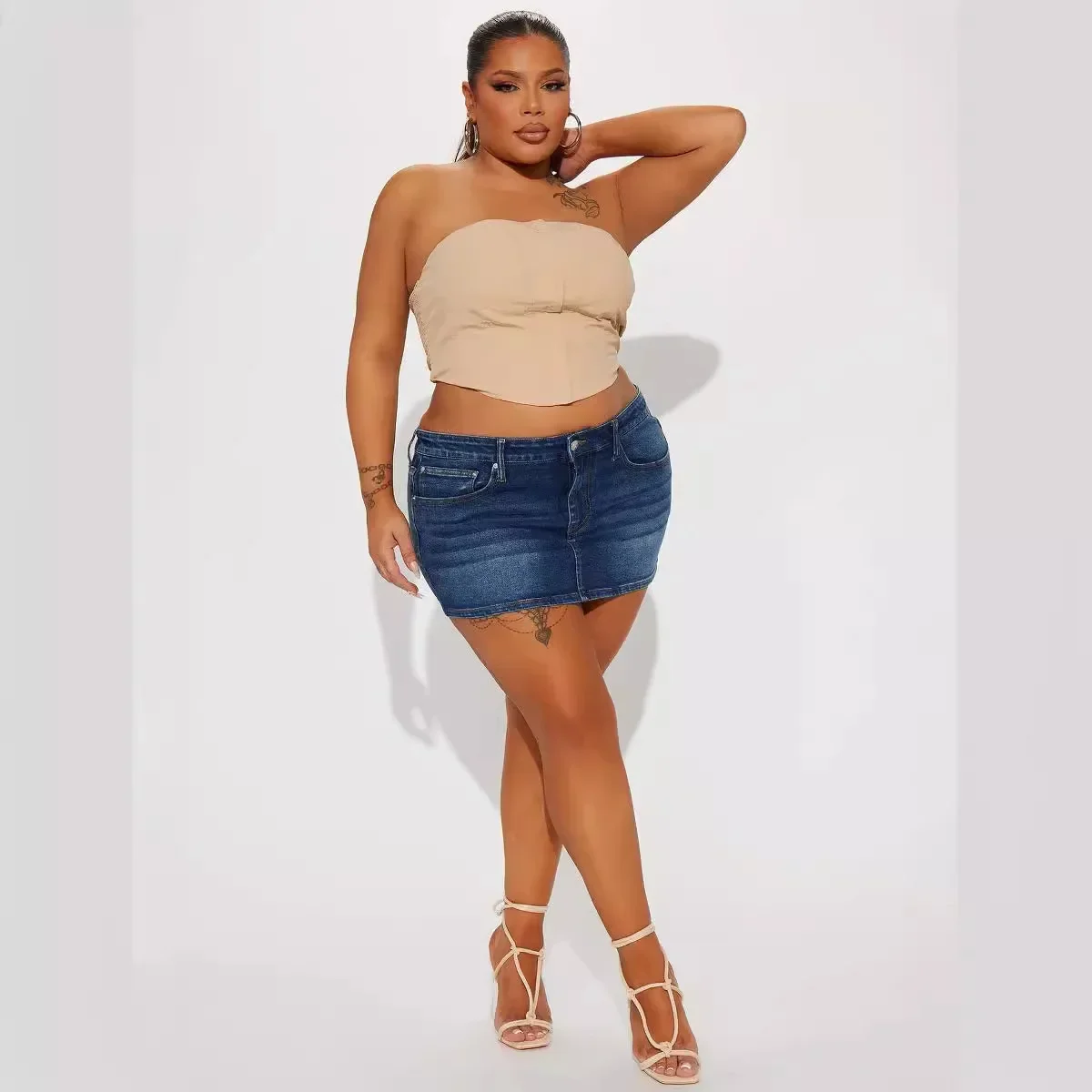 Mini Spódniczki Damskie Jeansowe Letnie 2025 Vintage Proste Z Wysokim Stanem Kieszenie Sexy Streetwear Dopasowane Krótkie Spódniczki Ołówkowe