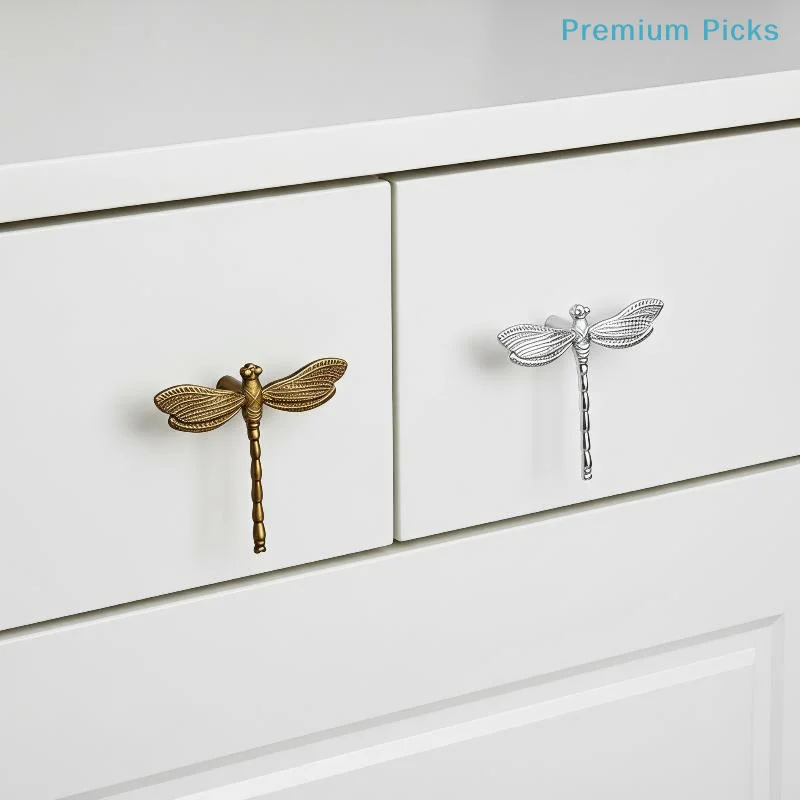 Retro Vintage Dragonfly Drawer Handles Metal Furniture Cabinet Knobs for Kitchen Wardrobe Dresser Bathroom Home Decor Use