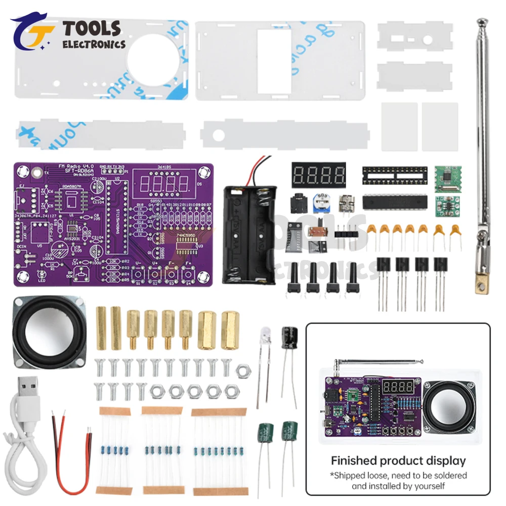 

DIY Electronic FM Radio Soldering Kit 87.5MHz~108MHZ Digital Tube Display FM Radio Electronic DIY Kit Soldering Learning