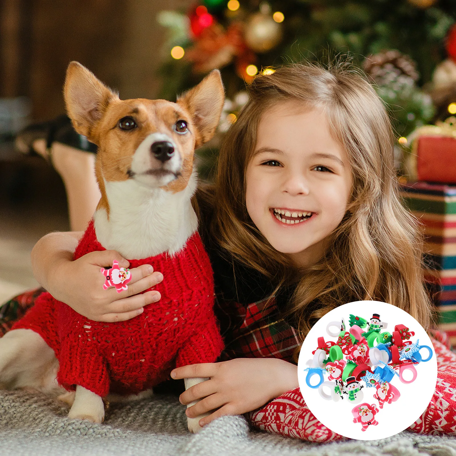 

30Pcs Christmas Santa Cane Finger Rings Cute Plastic Christmas Cartoon Rings Xmas Party Supplies Gift Bag Fillers