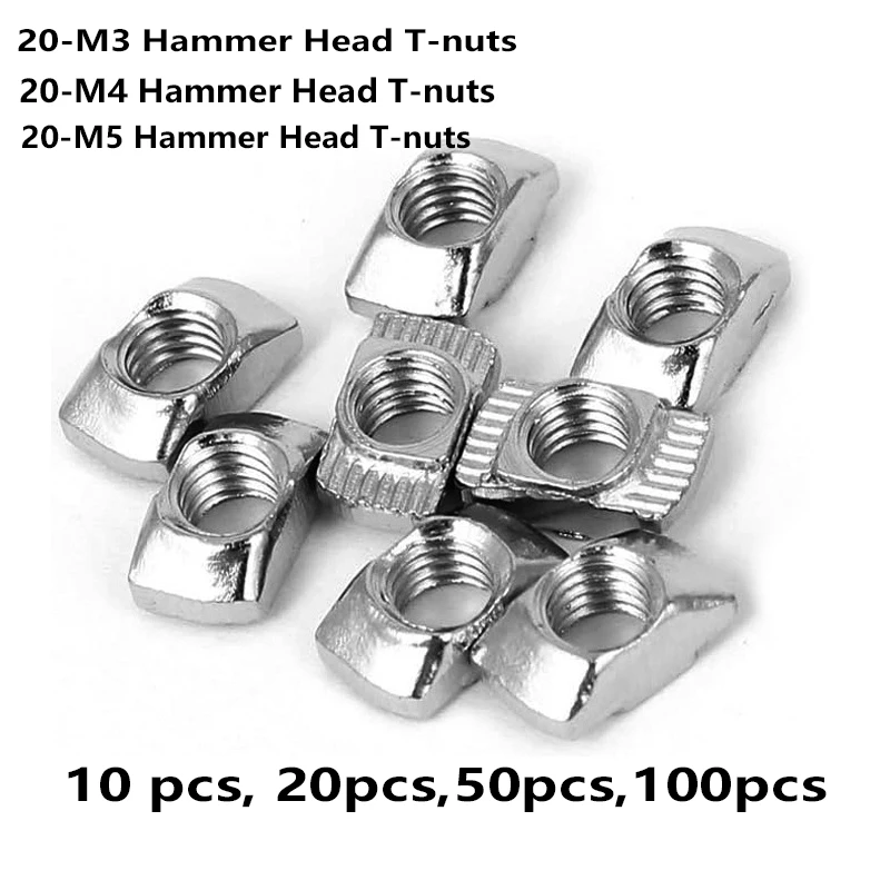 M3 M4 M5 T Nut Hammer Head Carbon Steel Sliding T Slot Nut for 2020 Series Aluminum Profile