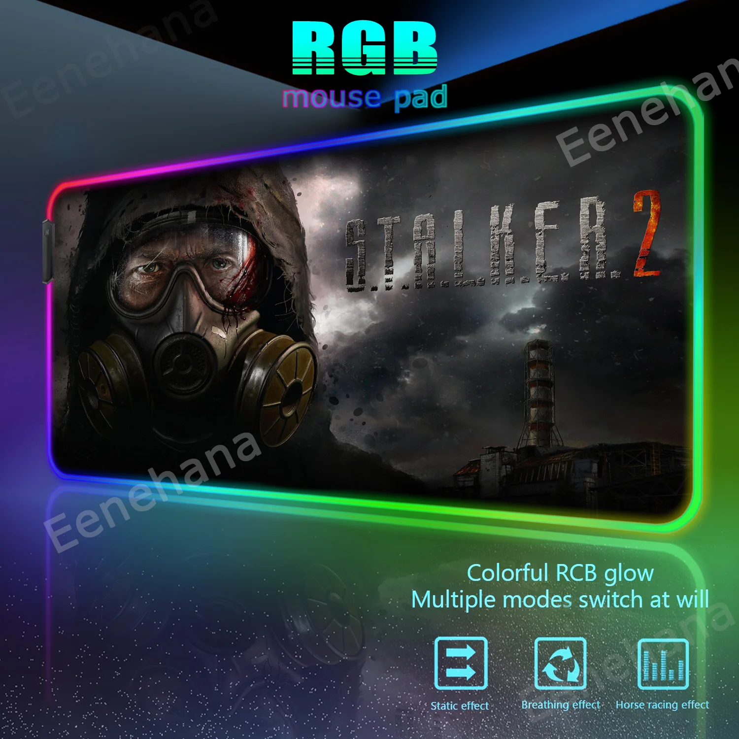 RGB Stalker 2 Large Gaming Mouse Pad Computer Accessories Carpet Desktop LED Xxl Keyboard Extended Pad Black Backlight Desk Mats