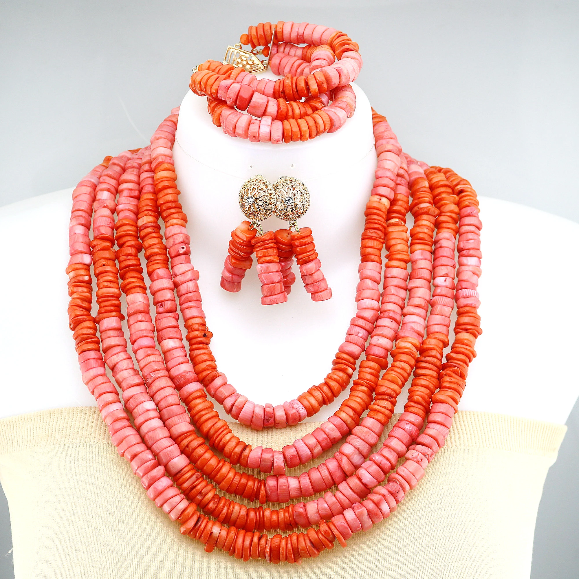 

Fashion Coral Jewelry African Necklace Set Nigeria Wedding Jewelry Z3886,0.75