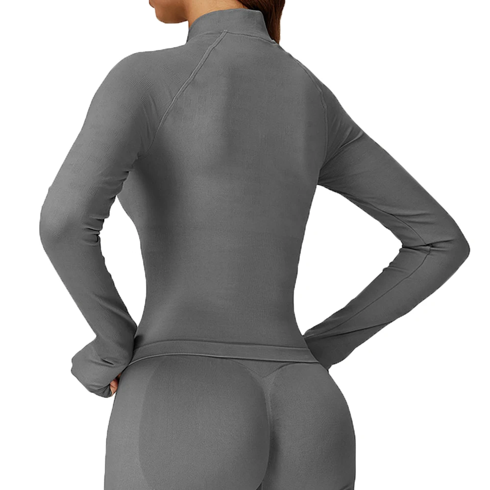 Zipper Jacke Frauen Nahtlose Yoga T-shirts Solide Sport Langarm Gym Workout Lauf Shirts Quick Dry Fitness Gym Sport Tragen
