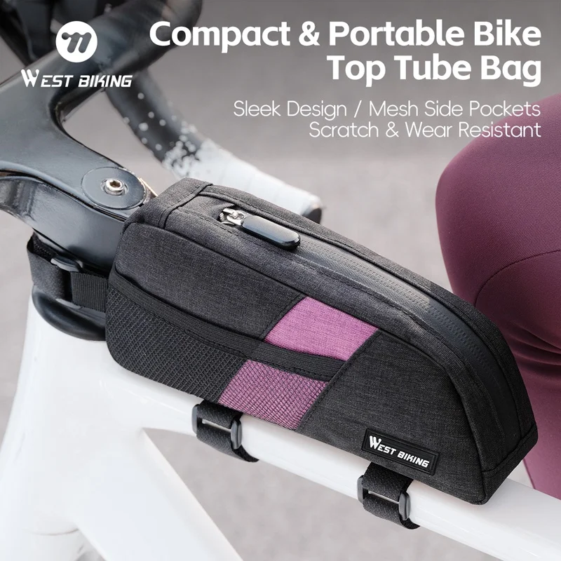 Bolsa de bicicleta mini portátil WEST BIKING, design aerodinâmico, bolsa frontal para quadro de bicicleta, para MTB, bicicleta de estrada, acessórios de ciclismo