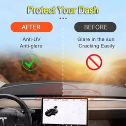 Anti-UV Dashboard Cover For Tesla Model 3 Y S Highland 2024 2023 2022 Center Console Accessories Dash Mat Protector Pad Sunshade