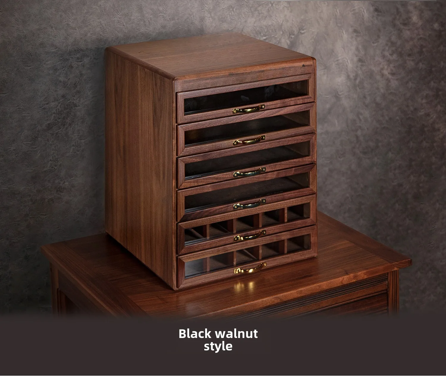 American solid wood light luxury texture desktop locker Six pumping storage cabinet