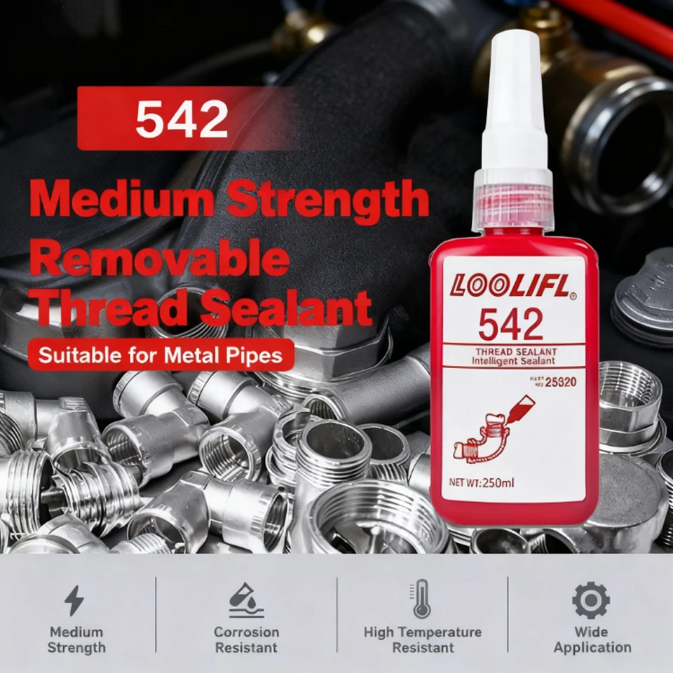 

542 Loctite Высокопрочный клей с резьбой Пневматический герметик для соединений труб Гидравлический герметичный анаэробный клей для прочных соединений
