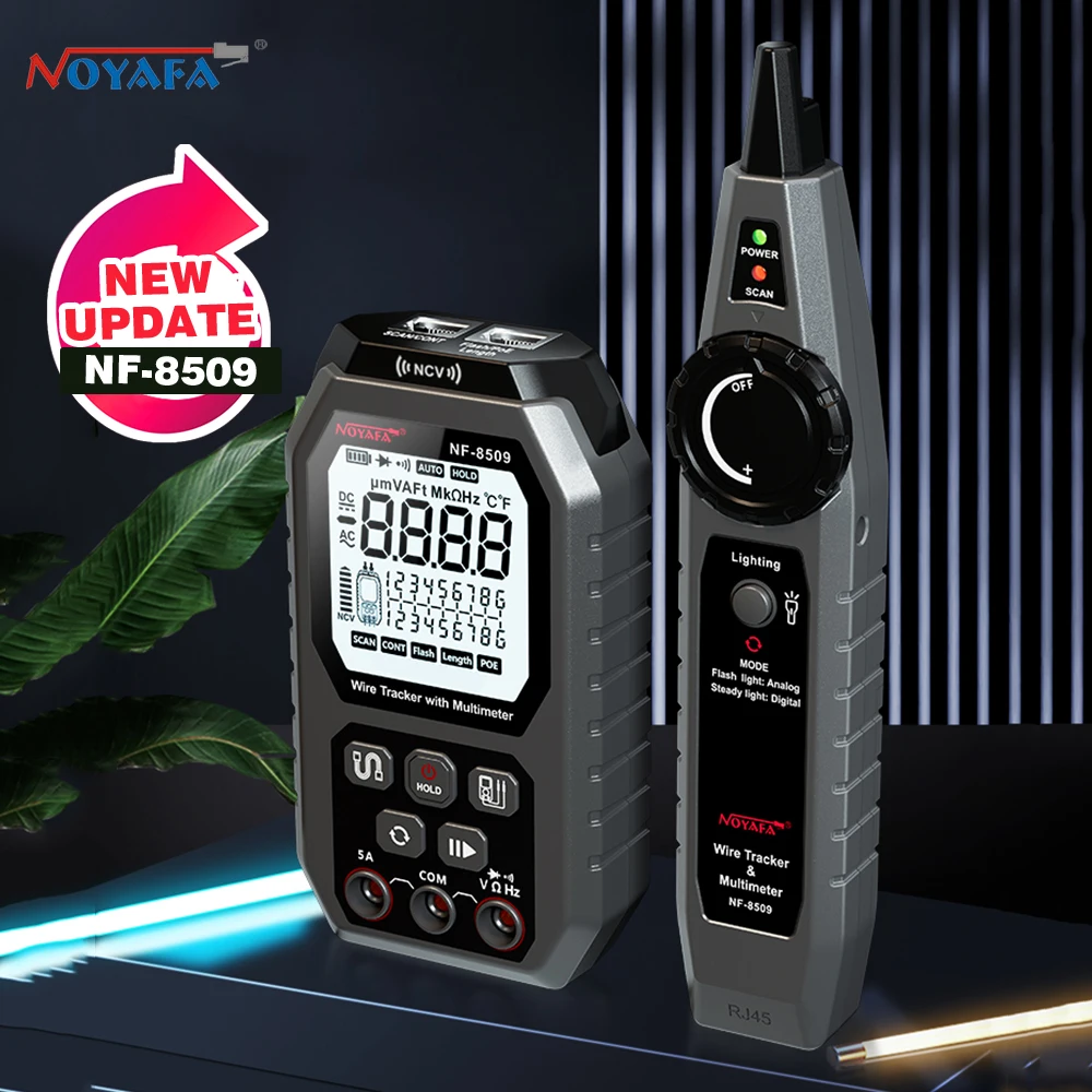 Multímetro Tester Network Line Cabo Finder Teste Poe Ncv ac dc Lcd Wire Tracke Nf8509 Noyafa-two-in1