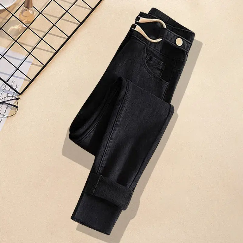 Spring Autumn Chic Stripe Bandage Short Sweater Pullover Denim Pants 1 or Two Piece Set Lady Fashion Jeans Knitted Tops Outfits image 3