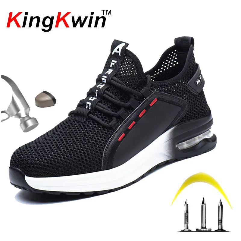 

Breathable Men Work Safety Shoes Anti-smashing Steel Toe Cap Working Boots Construction Indestructible Work Sneakers Men Shoes