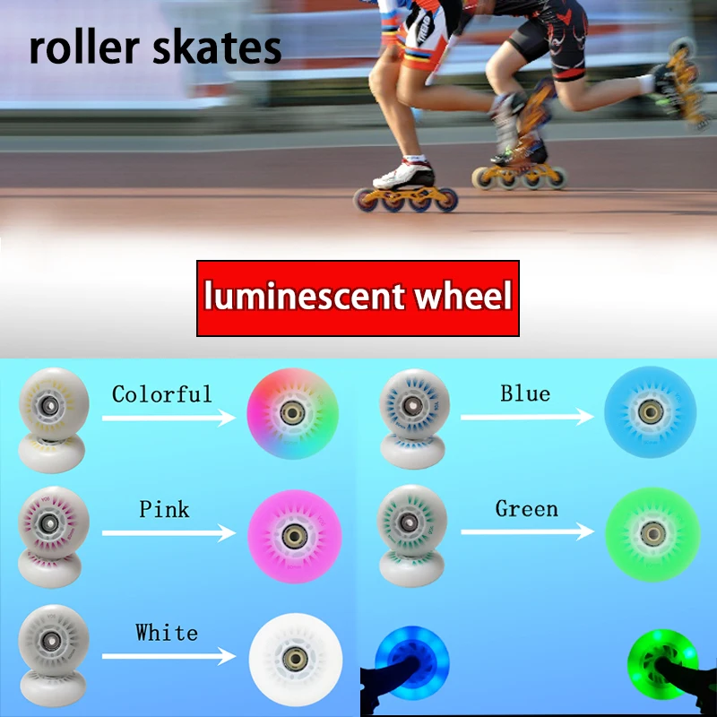 4PCS Flash Inline Skate Wheels 90A LED Lighting Skating Wheel Flash Wheels Sliding Roller Skating Shoes 68mm 72mm 76mm 80mm