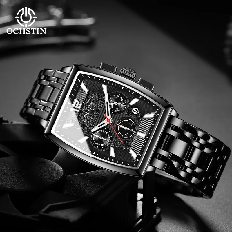 

OCHSTIN Водонепроницаемая коллекция Navigator, мужские часы из нержавеющей стали с квадратным корпусом, кварцевые наручные часы, мужские роскошные классические часы