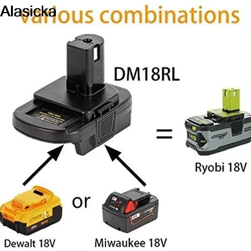 Adapter for Makita DEwalt Milwaukee Black Decker Porter-Cable Stanley Li-ion DM18RL MT20RNL BPS18RL Battery for RYOBI 18V Tool