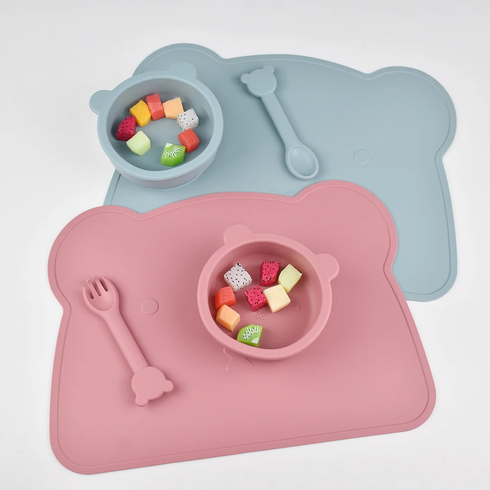 1pc Bear Shaped Custom Name Cartoon Placemat for Kids - Portable & Foldable Silicone Mat image 6