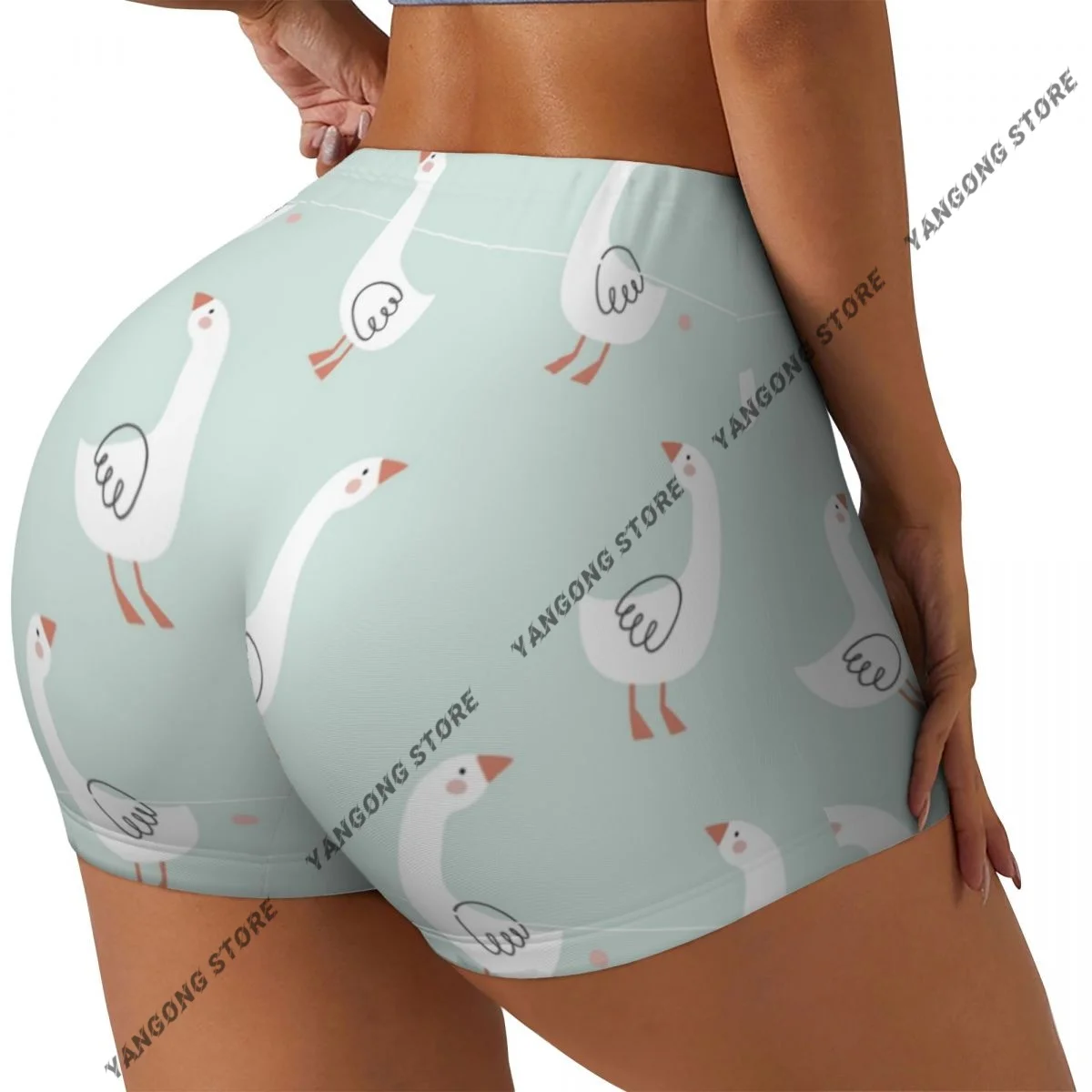 Women Yoga Shorts Cute Goose Pattern Workout Shorts Fitness quick-dry Ladies Yoga Gym Running Short Pants Sportswear