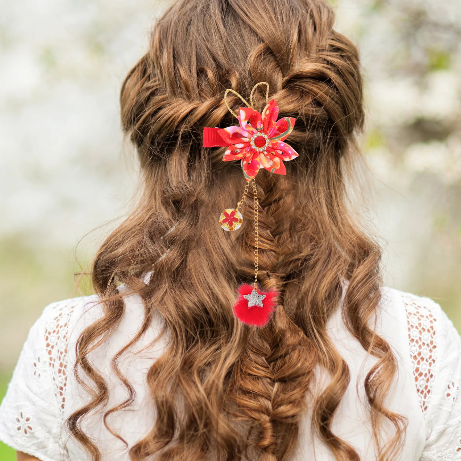 

1Pair Handmade Chinese Tassel Hair Clips for Floral Hairpin Asian Hair Accessories Hanfu Festivals Party Barrettes