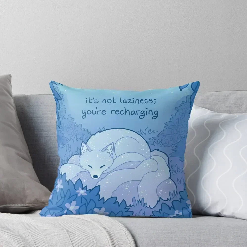 

It's Not Laziness; You are Recharging Sleepy Nine Tailed Fox Kitsune Throw Pillow Luxury Pillow Case luxury sofa pillows pillow