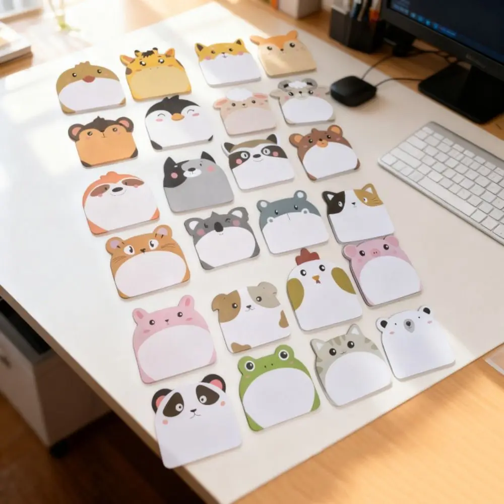 

240cps Cute Cartoon Sticky Notes Dog Cat Self-Adhesive Memo Pad Animal Shaped Writing Pads Notepad School Supplies