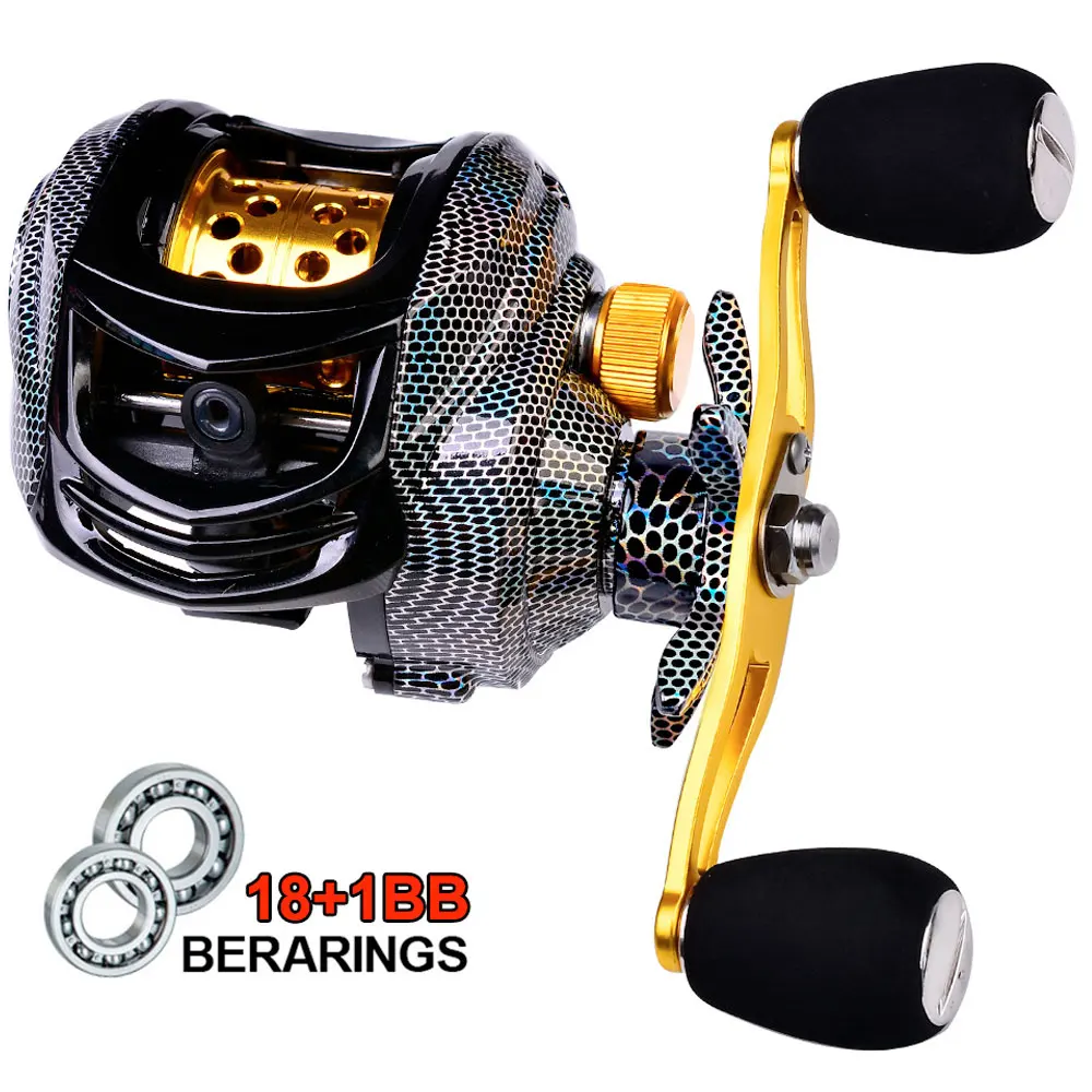 NEW 10kg Max Drag Magnetic Brake Baitcast Reel 18+1BB 7.2:1 Gear Ratio Metal Spool Fishing Reel Shallow Deep Line Spool Optional 