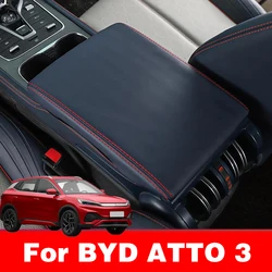 For BYD Atto 3 2022 2023 Leather Car Armrest Mat Interior Auto Storage Box Dust-Proof Cushion Cover Protector Accessories