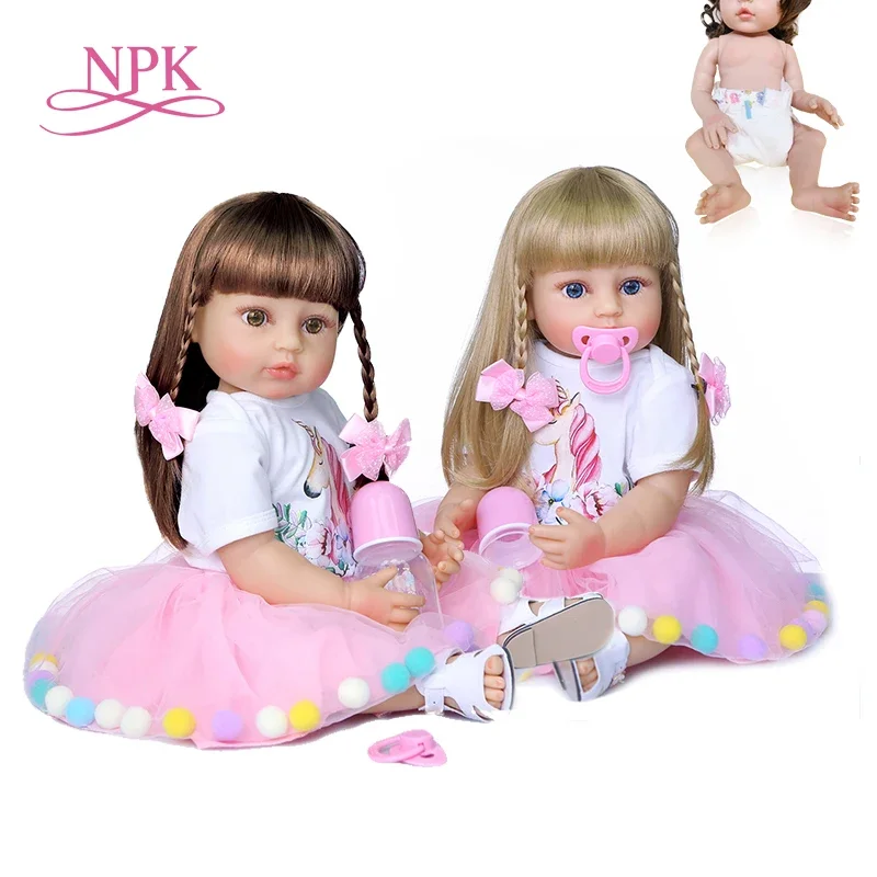 

NPK 55CM reborn baby doll princess toddler girl soft touch full body silicone Christmas Gift high quality doll collectibles