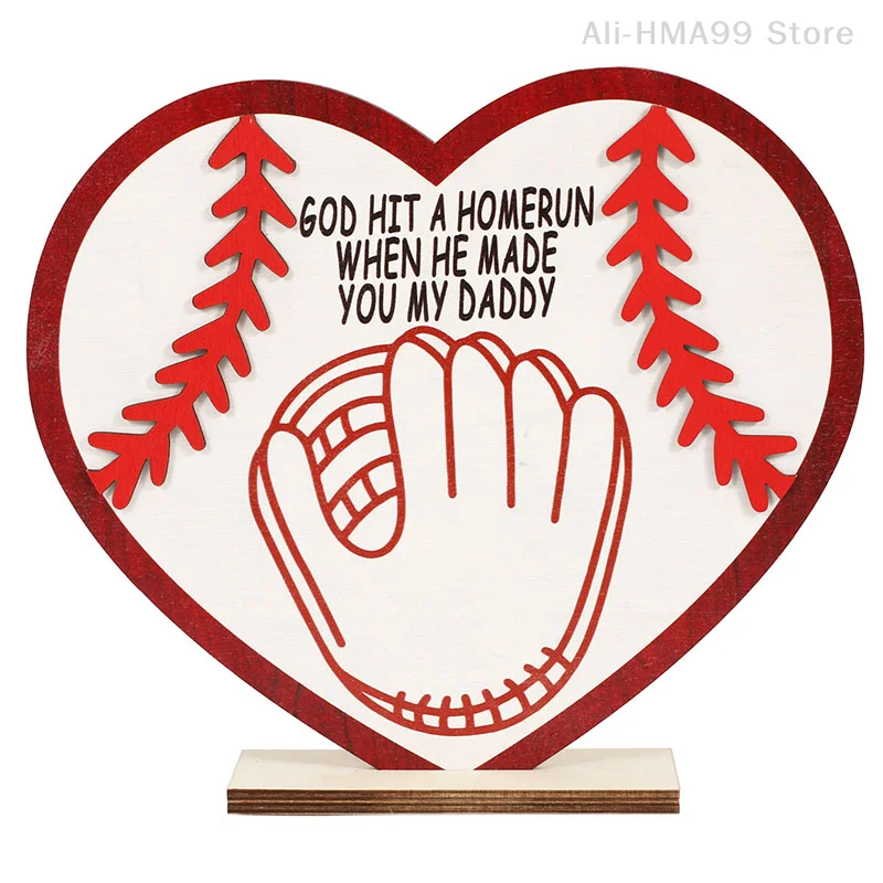 Personalized Father's Day Gift For Dad From Son Or Daughter Baseball Wood Sign Table Desk Decor Gift For Dad Home Table Decor