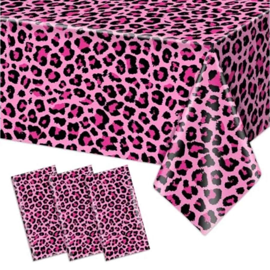 3 шт., розовая леопардовая скатерть для вечеринки, скатерть с гепардом на день рождения, большая прямоугольная скатерть для дня рождения, настольная бухта для девочки