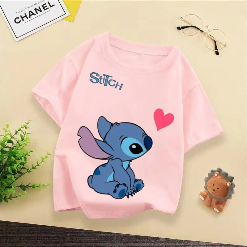 

Summer Children's Casual Outfits Stitch Printed Boys Short Sleeved Top Sets Kids T Shirt