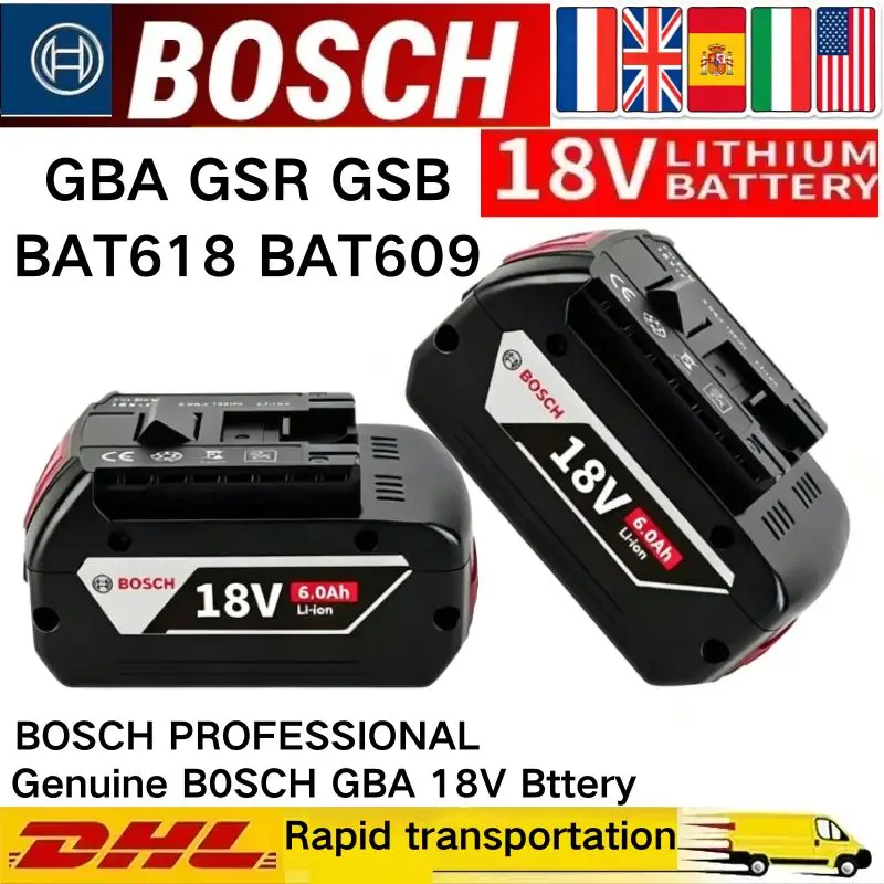 2026 100% Original-Bosch 18V Battery, 6Ah Backup Batteries, Draadloze Professional System, BAT609 BAT618 GBA18V80 Tools+charger